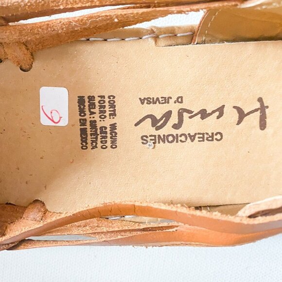 NEW  Handmade Leather Mexican Woven Sandals w Frida Kahlo Embroidery 9 - Picture 4 of 10